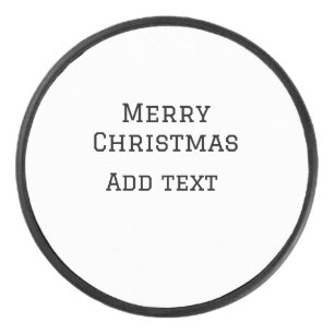 Merry Christmas eenvoudige minimale add naam tekst Hockey Puck