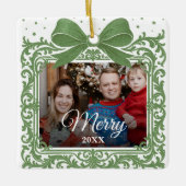  Merry Christmas Elegant Bow Present Photo Collage Keramisch Ornament (Voorkant)