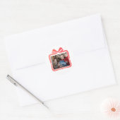  Merry Christmas Elegant Bow Present Photo Collage Ronde Sticker (Envelop)