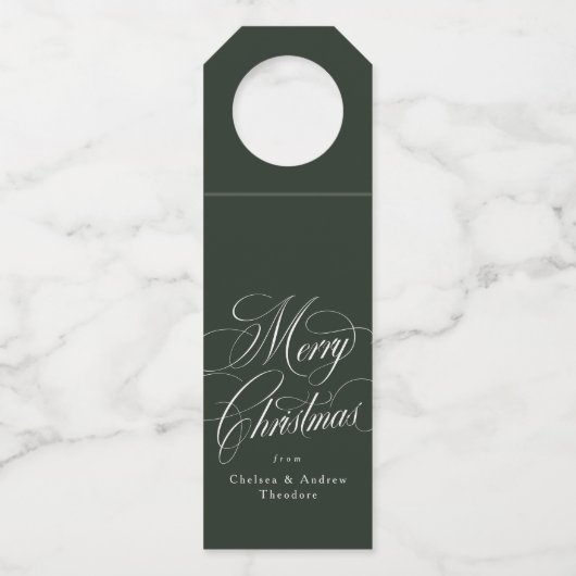 Merry Christmas elegant hunter green holiday Flessenhanger (Voorkant)