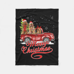 Merry Christmas Er Spaniel Dogs Santa Reindeer Red Fleece Deken