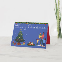MERRY CHRISTMAS ETHNIC AFRIKAANS AMERIKAANSE GEZIN KAART