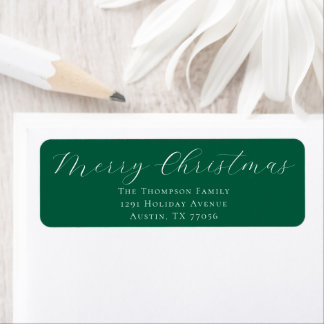 Merry Christmas Evergreen Return Address Label
