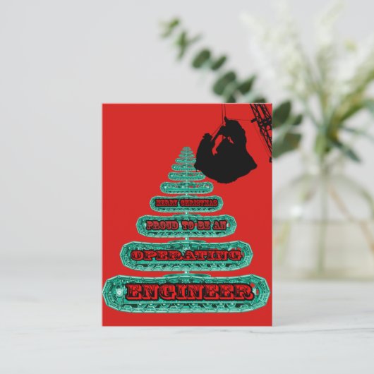 MERRY CHRISTMAS EXPLOITANT VAN DE ENGINEER-CRANE FEESTDAGENKAART (Staand voorkant)