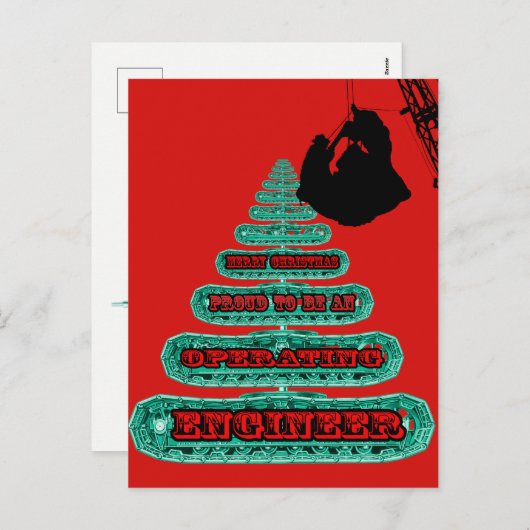 MERRY CHRISTMAS EXPLOITANT VAN DE ENGINEER-CRANE FEESTDAGENKAART (Voorkant / Achterkant)
