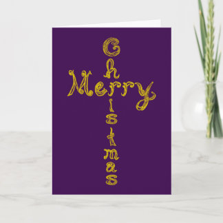 Merry Christmas Fabric Font Gold Cross Card Kaart