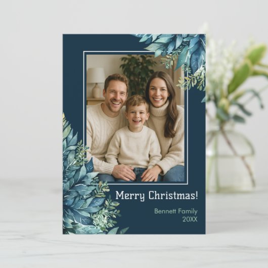 Merry Christmas family custom photo holiday card Kaart (Staand voorkant)