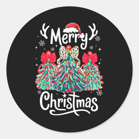 Merry Christmas Family Funny Christmas Tree Women Ronde Sticker (Voorkant)