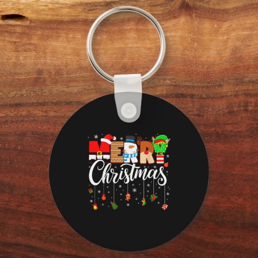 Merry Christmas Family Matching Pajamas Xmas Men W Sleutelhanger (Voorkant)