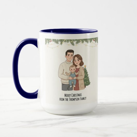 Merry Christmas Family Mug Personalized with Your (Gauche)