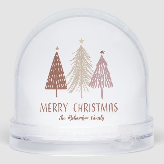 Merry Christmas Family Name Holiday Snow Globe Sneeuwbol (Achterkant)