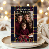 Merry Christmas family Photo Plaid Christmas Folie Uitnodiging