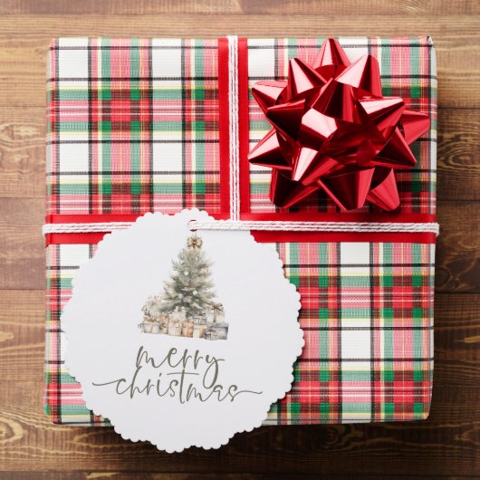Merry Christmas Feestelijke Tree Sage Script Ornament Kaart (Insitu (Geschenk))