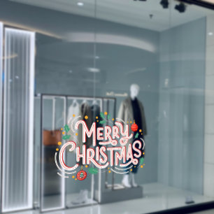 Merry Christmas Festival Ball Holiday Vibes Store Raamsticker