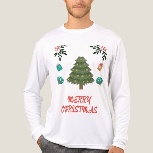 Merry Christmas – Festive Tree & Holiday Ornaments Tri-Blend Shirt (Voorkant volledig)