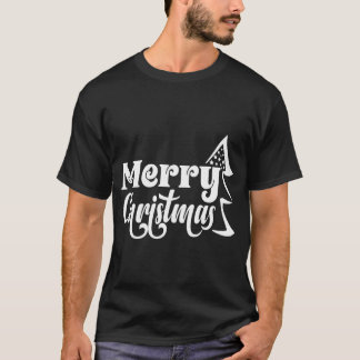 Merry Christmas" Festive Tree Typography T-shirt