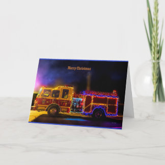 Merry Christmas Fire Engine Feestdagen Kaart