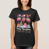 Merry Christmas Flamingo Santa Hat Xmas Pajamas Ho T-shirt (Voorkant)