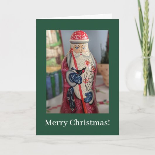 Merry Christmas Folk Santa Claus Kaart (Voorkant)