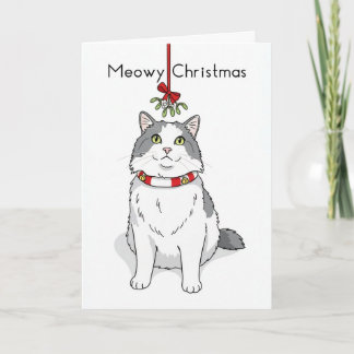 Merry Christmas For Anyone Cat Under Mistletoe Feestdagen Kaart