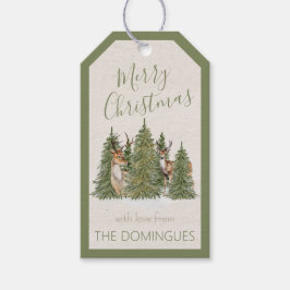 Merry Christmas Forest Deer Gift Tag – Personalize Cadeaulabel