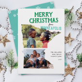 Merry Christmas from Minnesota Two Photo Feestdagenkaart
