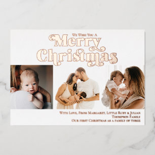 Merry Christmas Fun Candy Cane 3 Foto Modern Folie Feestdagenkaart