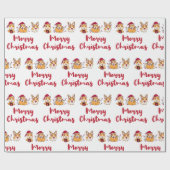 Merry Christmas Fun Guinea Pigs Red Hats Holiday Cadeaupapier (Vlak)