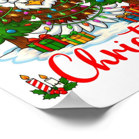 Merry Christmas Funny Bald Eagle Lover Xmas Lights Poster (Hoek)