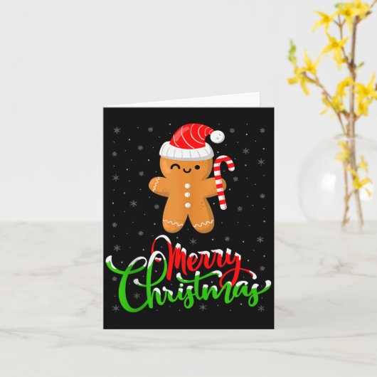 Merry Christmas Funny Gingerbread Cookie Baking Ch Kaart (Gele Bloem)