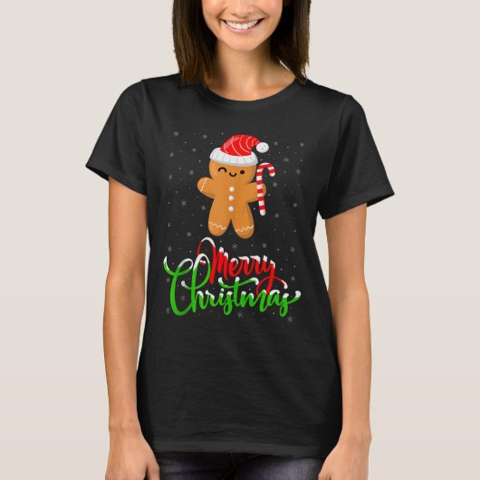 Merry Christmas Funny Gingerbread Cookie Baking Ch T-shirt (Voorkant)