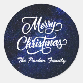 Merry Christmas Galaxy Gepersonaliseerd Ronde Sticker