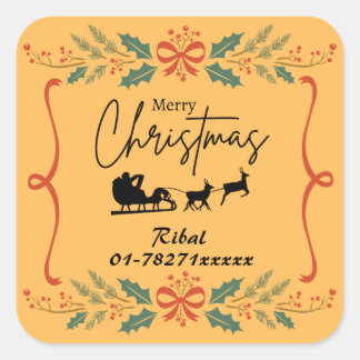 Merry Christmas Gepersonaliseerde Zakelijke Sticke Vierkante Sticker