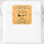 Merry Christmas Gepersonaliseerde Zakelijke Sticke Vierkante Sticker (Tas)