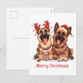 Merry Christmas German Shepherd Dogs Feestdagenkaart (Voorkant / Achterkant)