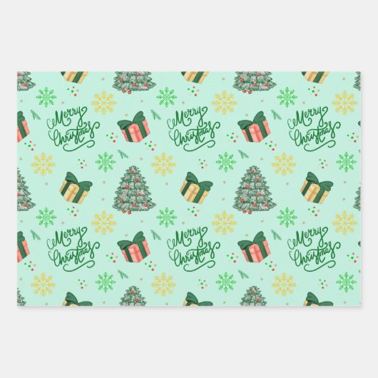 Merry Christmas Gift–Festive Tree & Present Inpakpapier Vel (Voorkant 2)