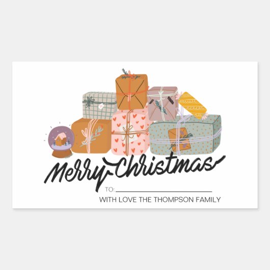 Merry Christmas Gift Label gepersonaliseerd met na (Voorkant)