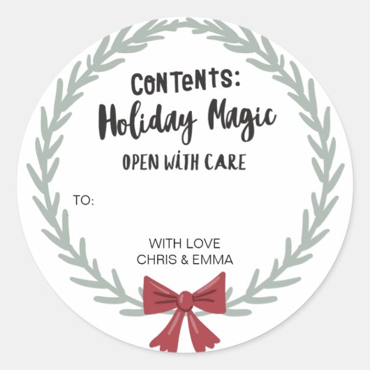 Merry Christmas Gift Label gepersonaliseerd met na (Voorkant)