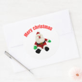 Merry Christmas Gingerbread Man with Santa Hat Vec Ronde Sticker (Envelop)