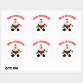 Merry Christmas Gingerbread Man with Santa Hat Vec Ronde Sticker (Vel)