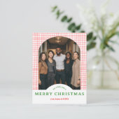 MERRY CHRISTMAS Gingham Arch PHOTO Business Xmas Briefkaart (Staand voorkant)