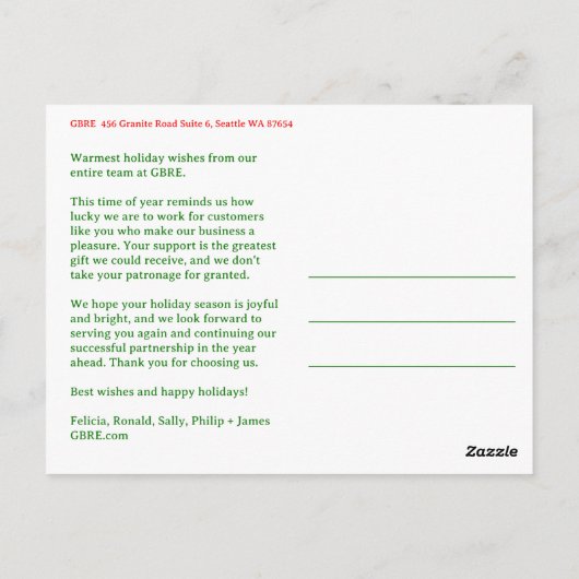 MERRY CHRISTMAS Gingham Arch PHOTO Business Xmas Briefkaart (Achterkant)