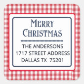 Merry Christmas Gingham Plaid 1.5" Address Sticker (Voorkant)