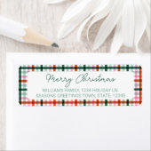 Merry Christmas Gingham Retouradres Etiket (Insitu)