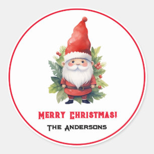 Merry Christmas Gnome Custom Ronde Sticker