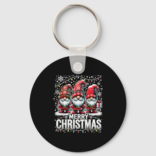 Merry Christmas Gnome Funny Family Christmas Sleutelhanger (Voorkant)