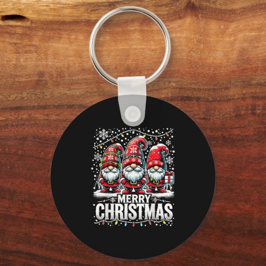 Merry Christmas Gnome Funny Family Christmas Sleutelhanger (Voorkant)