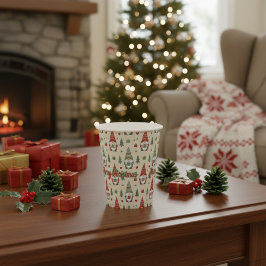 Merry Christmas Gnome Holiday Paper Cups Papieren Bekers