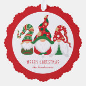 Merry Christmas Gnomen Schattige Rood Ornament Kaart (Achterkant)