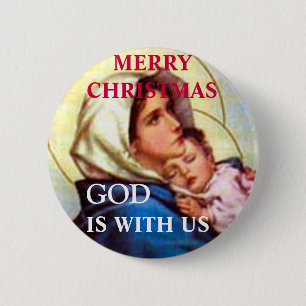 MERRY CHRISTMAS GOD IS MET US BUTTON